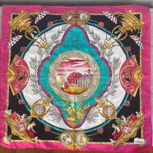 Trussardi Colorful Silk Scarf with Scenic Design